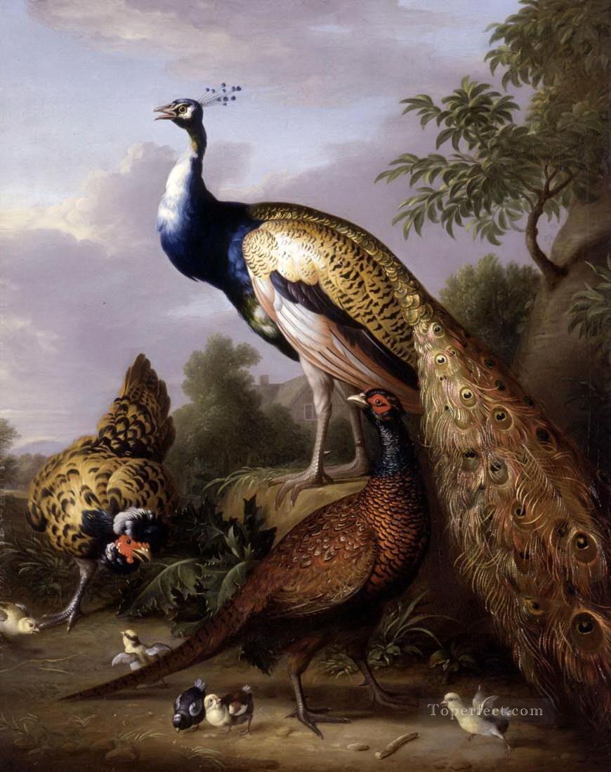 Tobias Stranover Peacock Henne und Hahn Fasan in einer Landschaft Vögel Ölgemälde